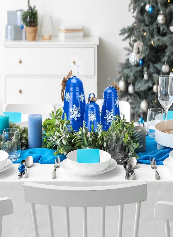 Novabright 3 Pack Christmas Snowflake Cow Bells Large Blue Metal Bells Christmas Decorations Xmas Tree Hanging Decorative Ornament for Holiday Indoor Outdoor Garland Door Fireplace Winter Wind Chime - Image 4